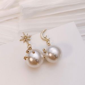 Star moon design dangle earrings